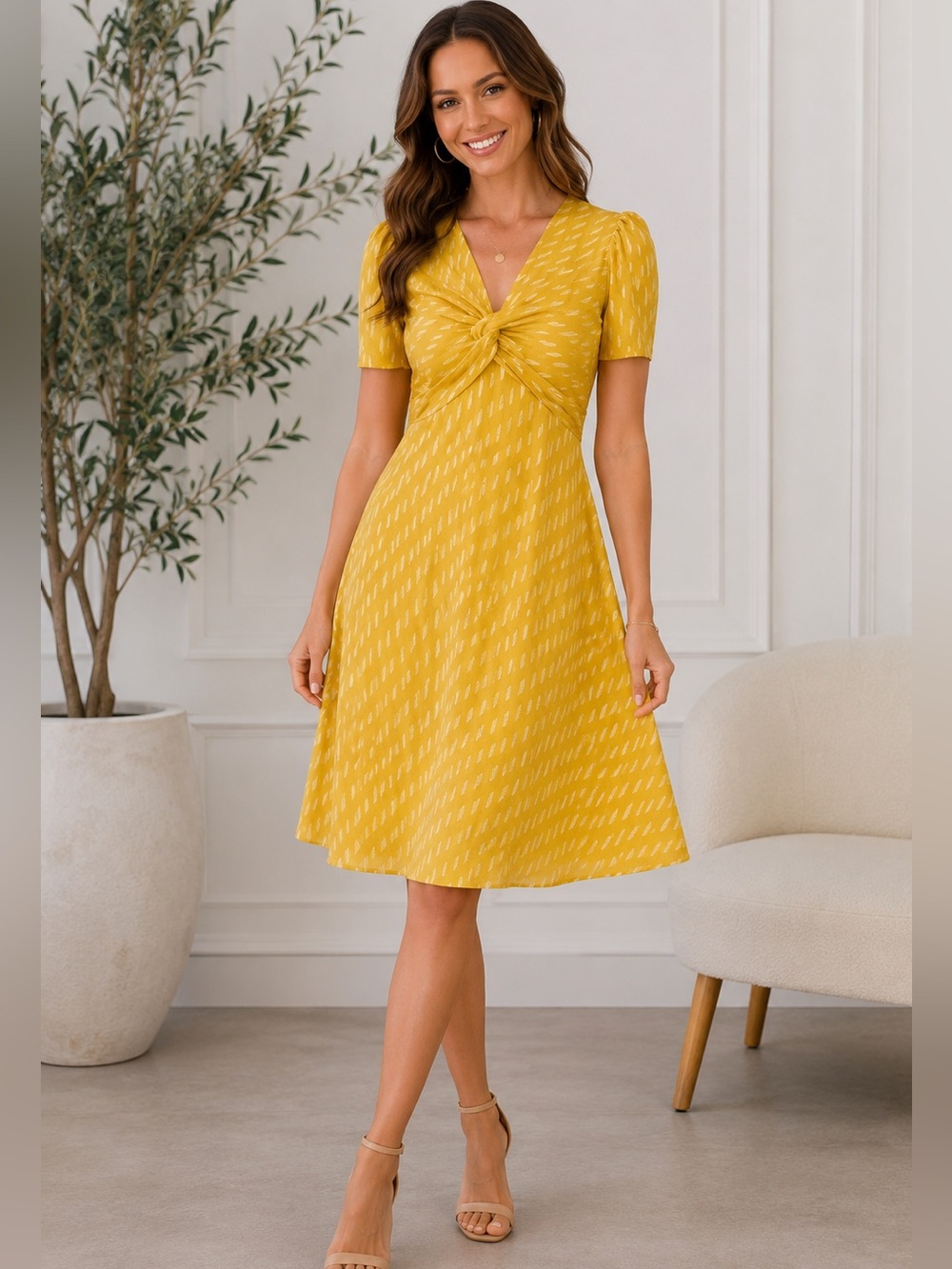 London Times NWT Gold Twist Front Midi Dress Size 12